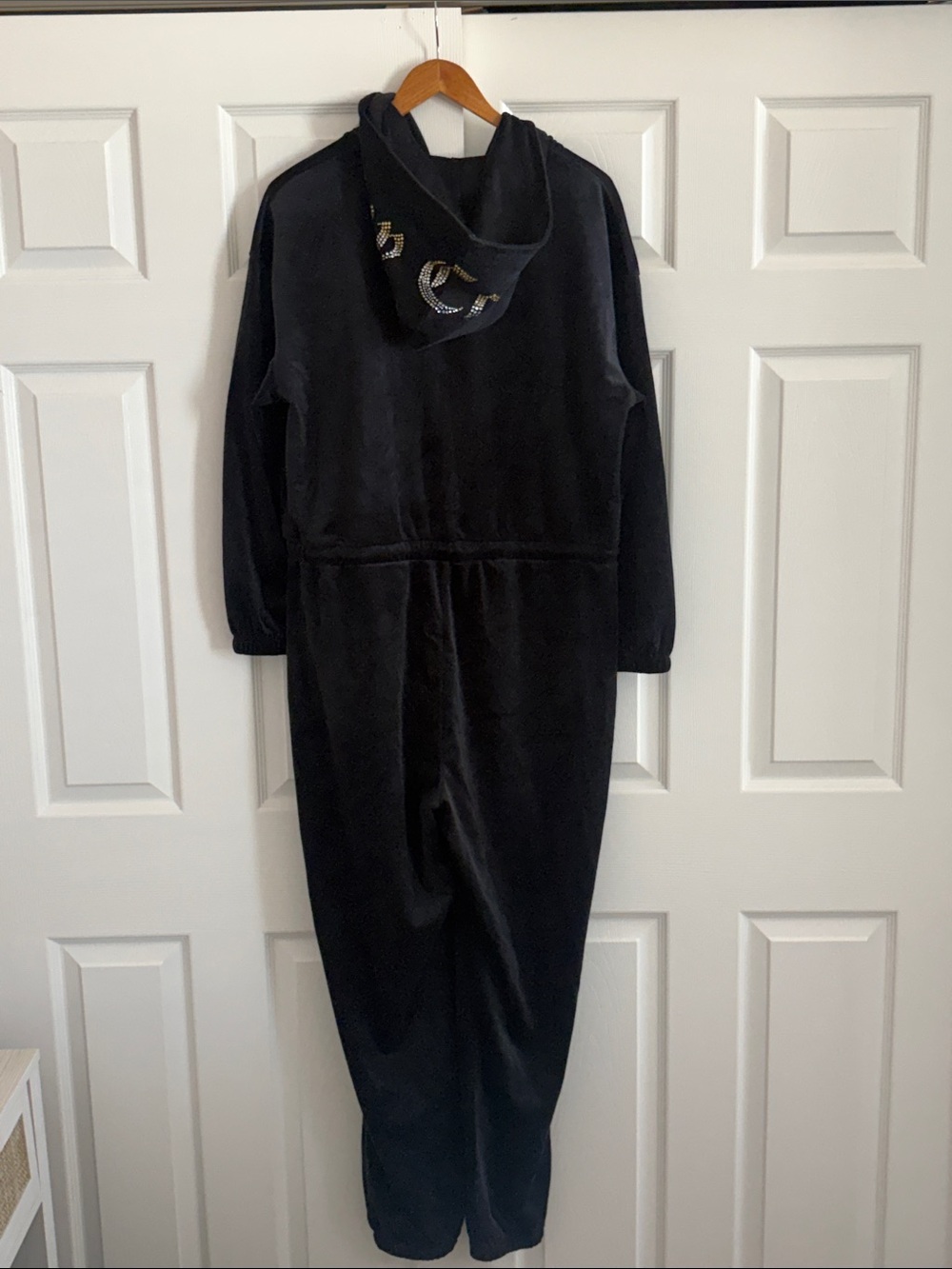 Juicy Couture Black Velour Hoodie Jumpsuit with Logo - Picture 6 of 10